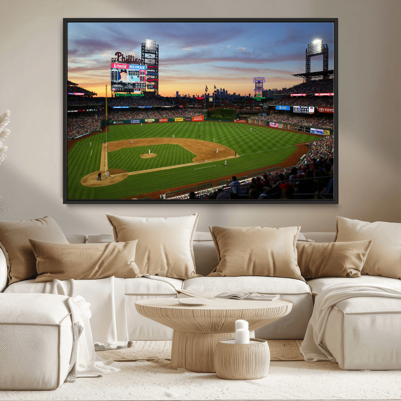 MGV-FC-36X24 - Citizens Bank Park Philadelphia Phillies Wall Art Canvas | 3-Panel Canvas Print of Phillies Stadium