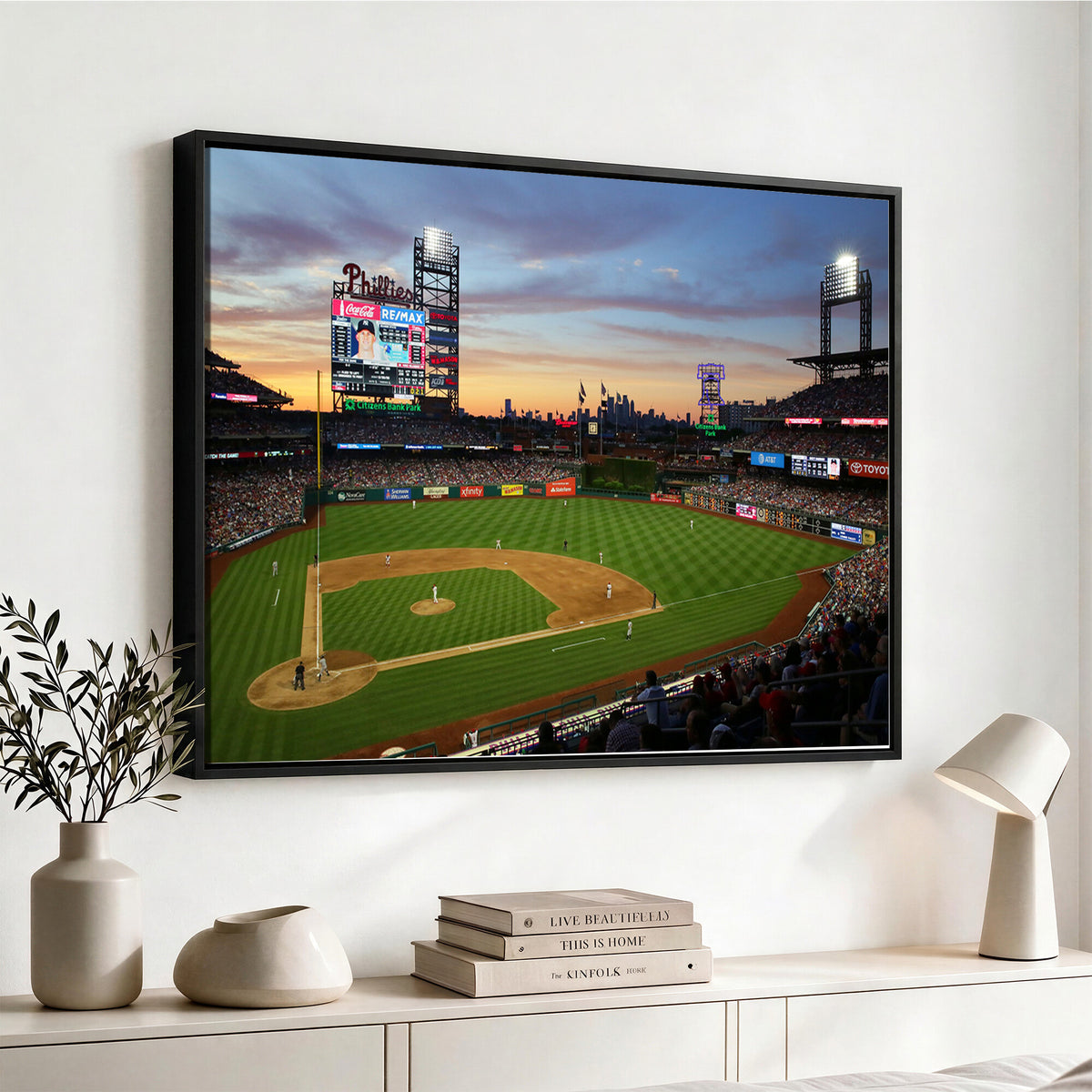 13778-MGV-CV-36X24 - Citizens Bank Park Philadelphia Phillies Wall Art Canvas | 3-Panel Canvas Print of Phillies Stadium