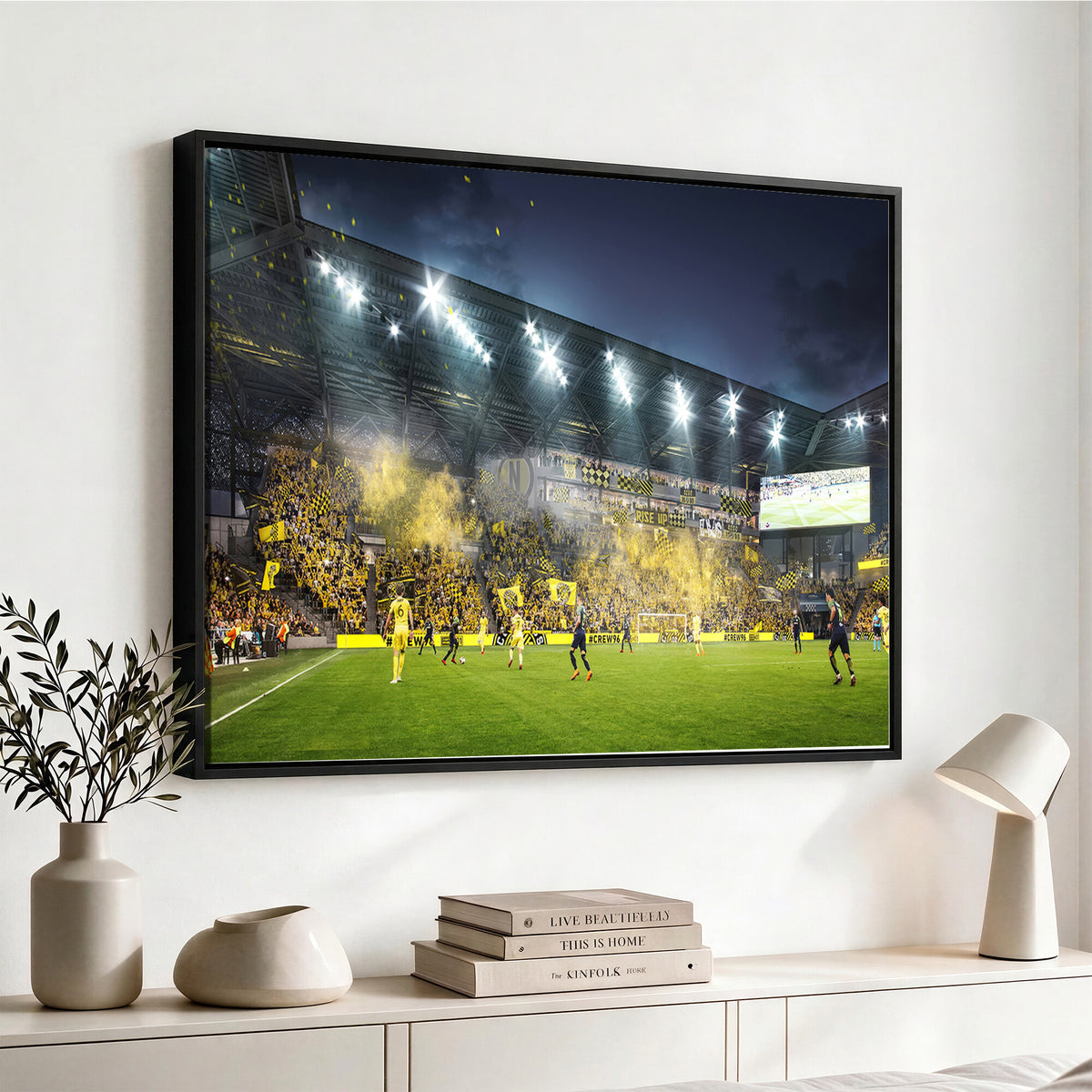 65820-MGV-CV-36X24 - Columbus Crew Stadium Match Triple Canvas Wall Art - Dynamic MLS Game Scene Canvas Wall Art