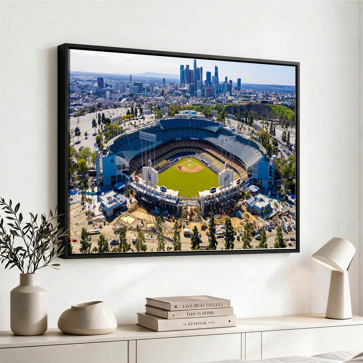58596-MGV-CV-36X24 - Los Angeles Dodgers Dodger Stadium Wall Art Canvas Print, Extra Large Game Room Wall Decor