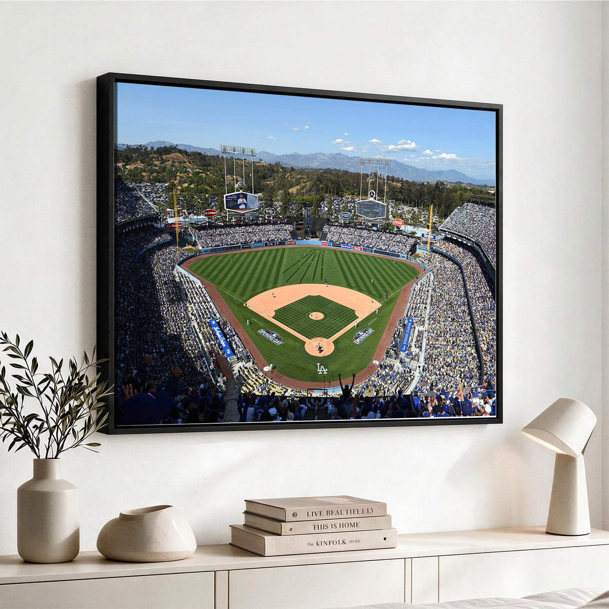 20436-MGV-CV-36X24 - Los Angeles Dodgers Dodger Stadium Wall Art Canvas Print, Framed and Ready to Hang