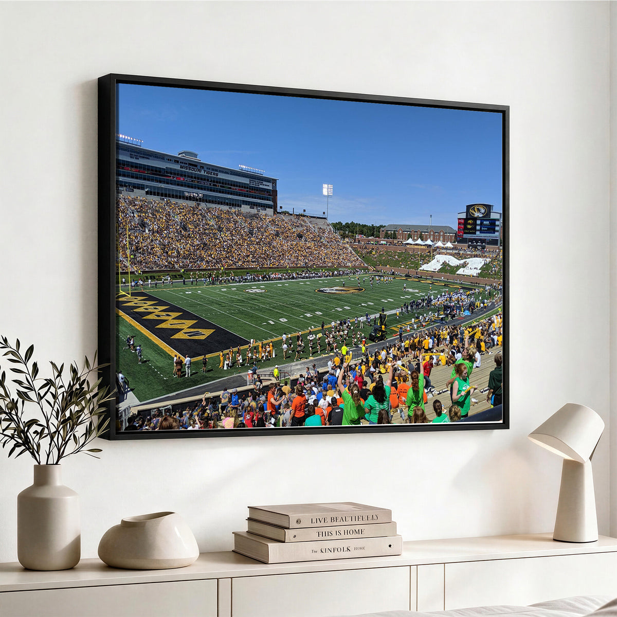 38399-MGV-CV-36X24 - University of Missouri Tigers Football Team Print, Columbia Faurot Field Memorial Stadium Wall Art