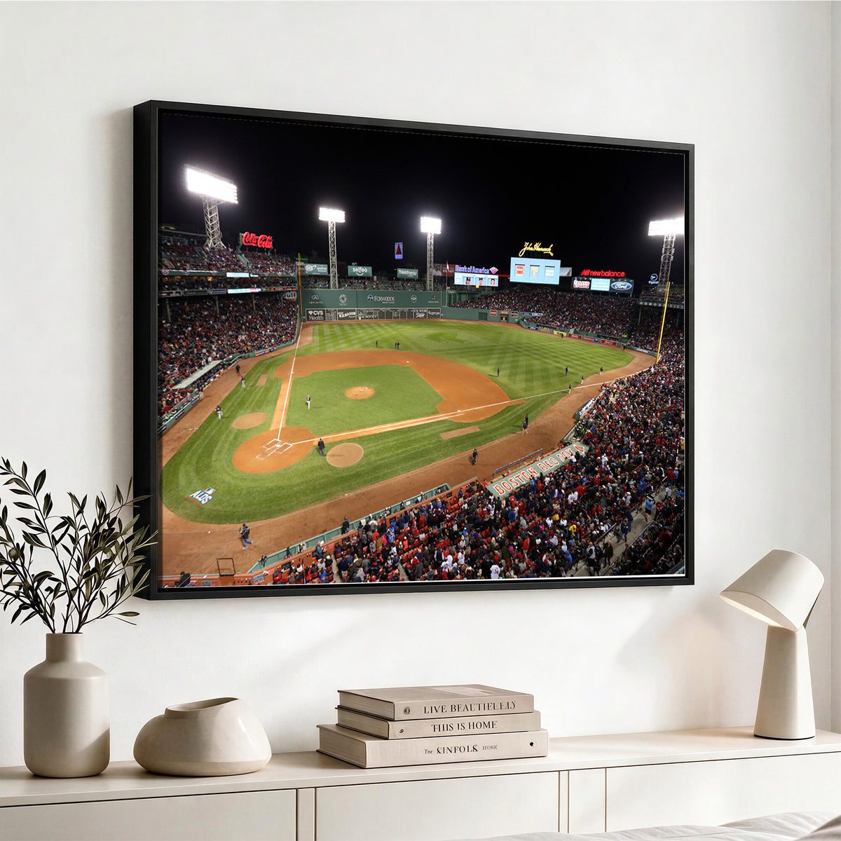 41158-MGV-CV-36X24 - Boston Red Sox Baseball Team Print, Massachusetts Fenway Park Stadium Wall Art