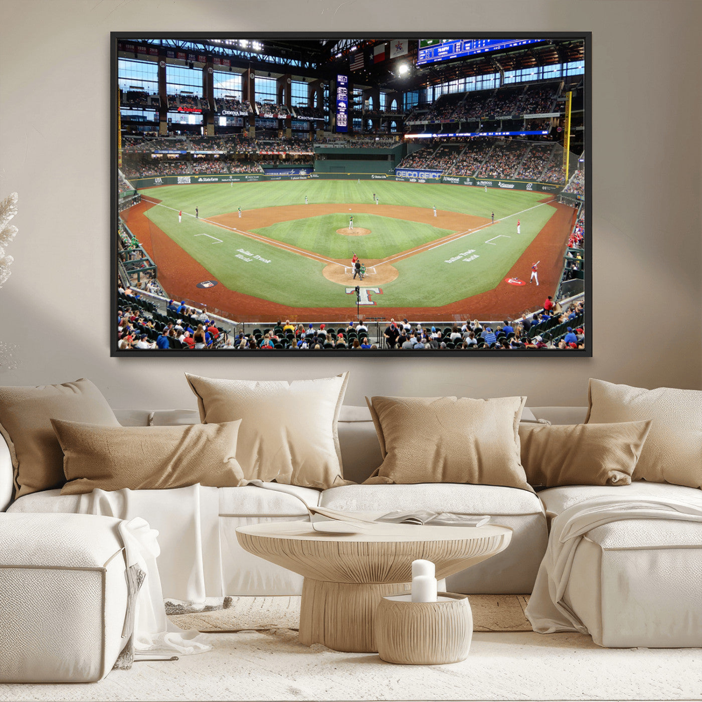 MGV-FC-36X24 - Texas Rangers Baseball Team Print - Arlington Globe Life Field Stadium Canvas Print Wall Art