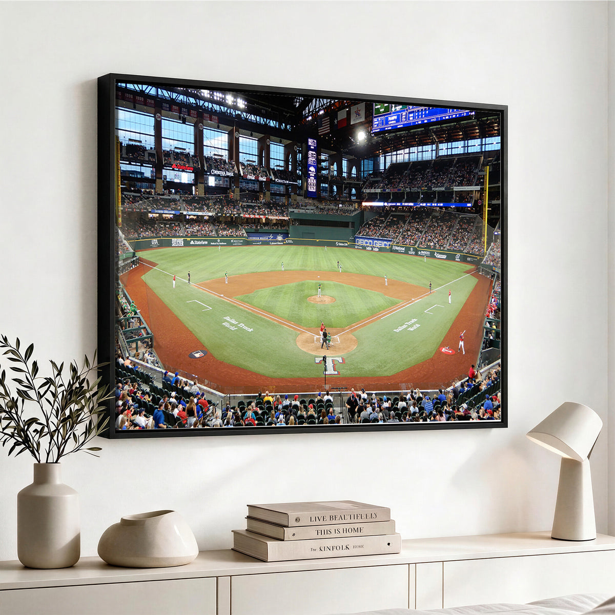 78468-MGV-CV-36X24 - Texas Rangers Baseball Team Print, Arlington Globe Life Field Stadium Wall Art