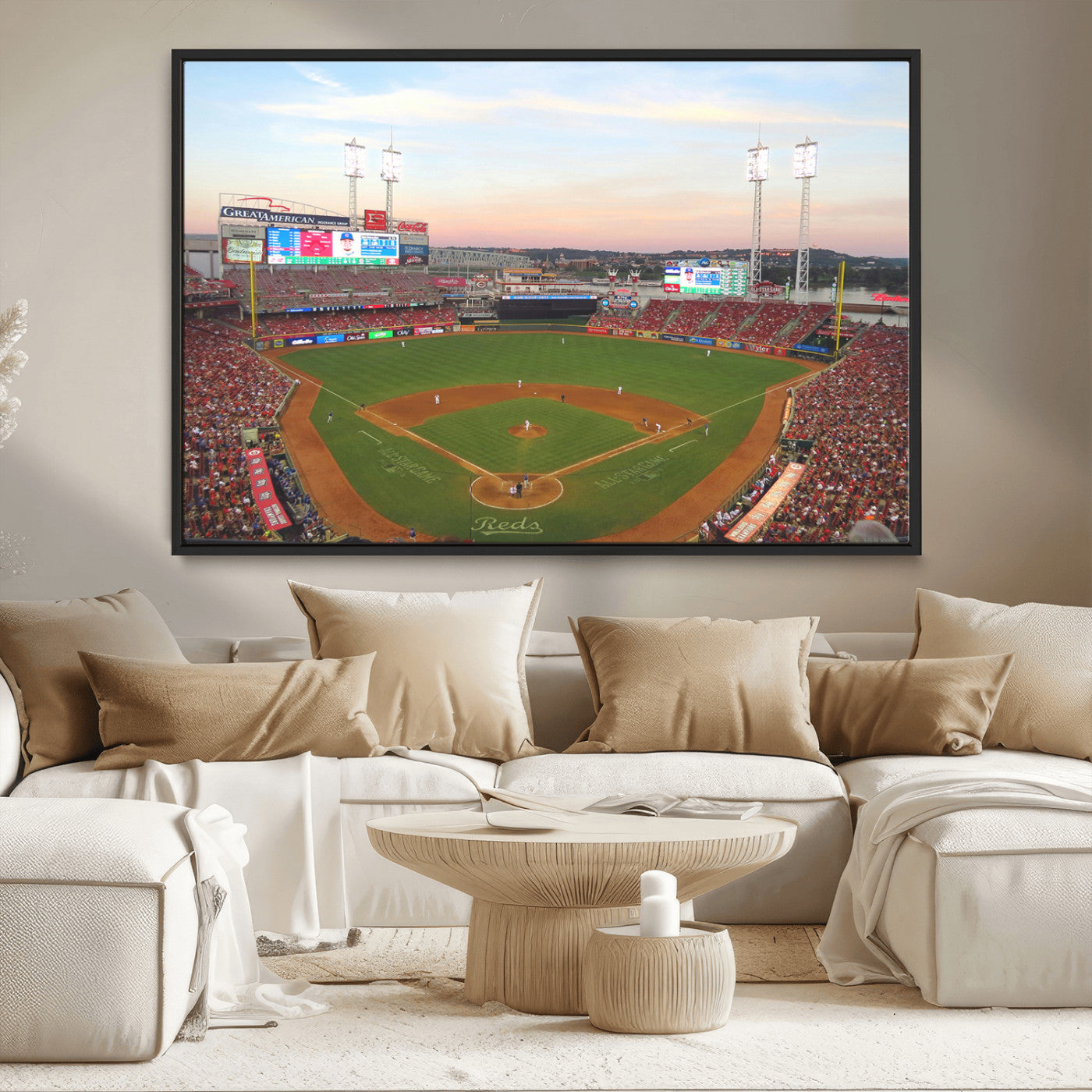 MGV-FC-36X24 - Cincinnati Reds Baseball Print Canvas- Cincinnati Great American Ball Park Stadium Wall Art Canvas