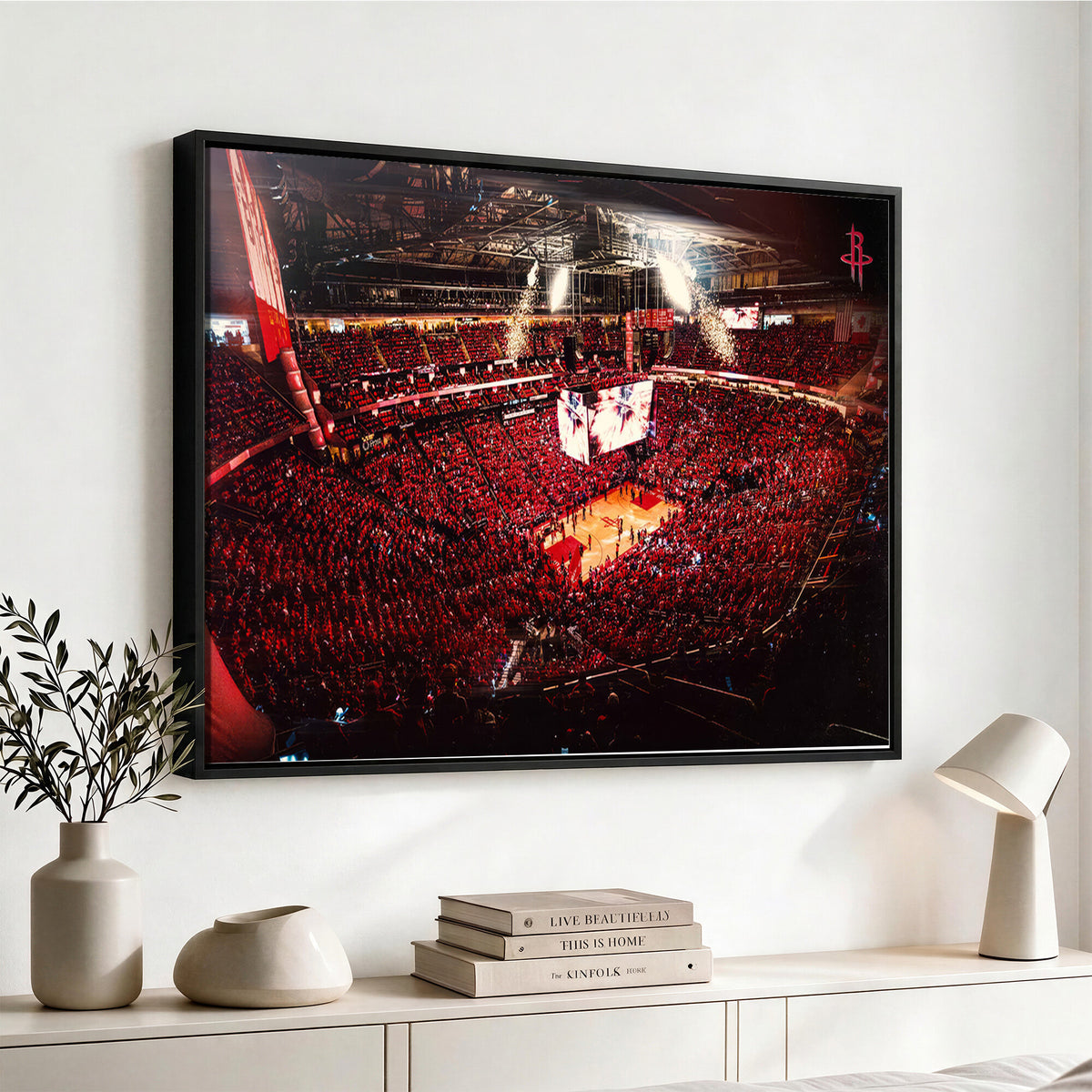 91527-MGV-CV-36X24 - Houston Rockets Basketball Team Print Canvas, Houston Toyota Center Arena Wall Art