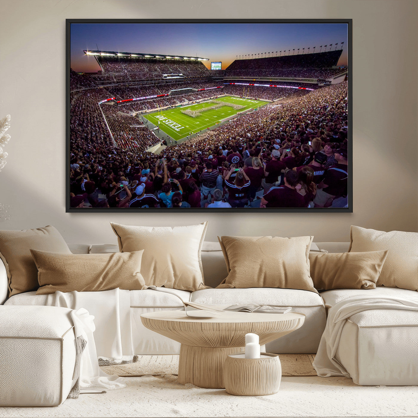 MGV-FC-36X24 - Texas A&M University Aggies Football Team Print - College Station Kyle Field Stadium Wall Art Canvas