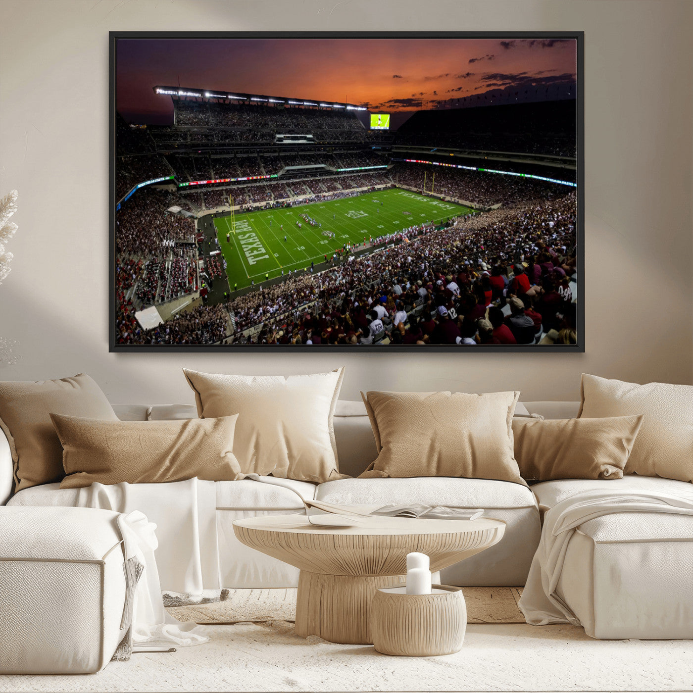 MGV-FC-36X24 - Texas A&M Aggies Football Team Print - College Station Kyle Field Stadium Wall Art Canvas Print