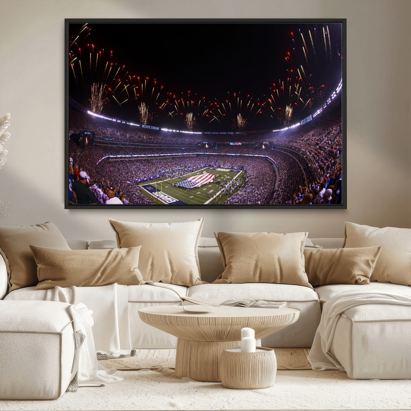 MGV-FC-36X24 - New York Giants Football Team Print - East Rutherford MetLife Stadium Wall Art Canvas Print