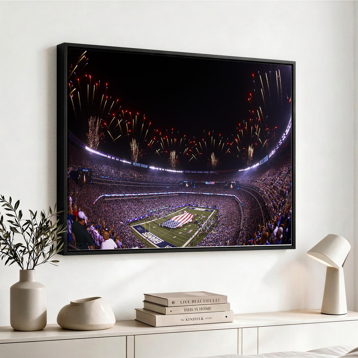 56360-MGV-CV-36X24 - New York Giants Football Team Print, East Rutherford MetLife Stadium Wall Art