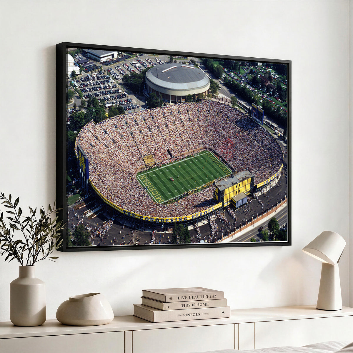 27314-MGV-CV-36X24 - Michigan Wolverines Football Team Print, Ann Arbor Michigan Stadium Wall Art