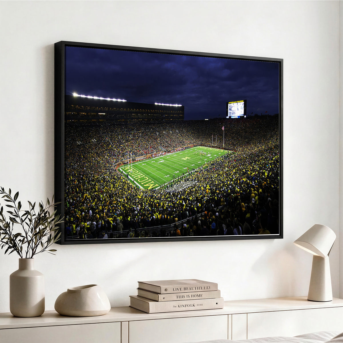 15448-MGV-CV-36X24 - Michigan Wolverines Football Canvas Wall Decor, Football Team Print, Ann Arbor Michigan Stadium