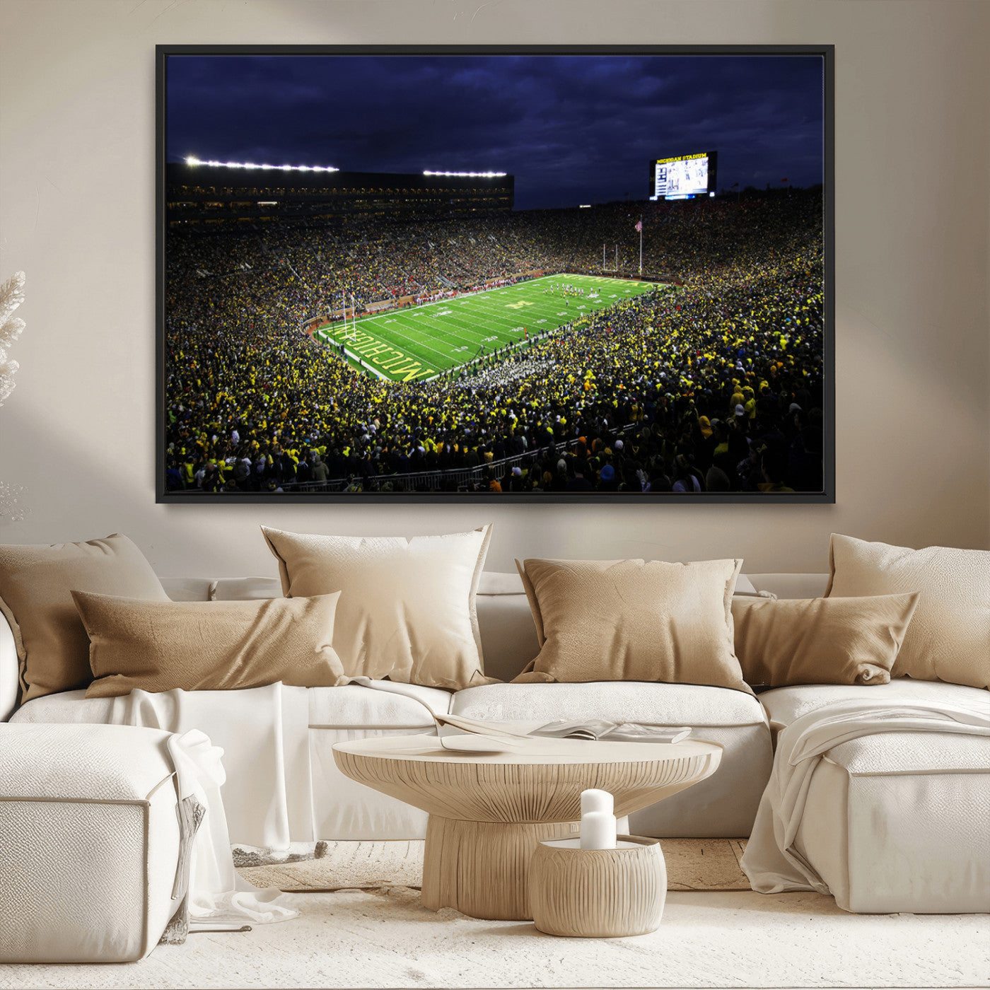 MGV-FC-36X24 - Michigan Wolverines Football Canvas Wall Decor, Football Team Print - Ann Arbor Michigan Stadium