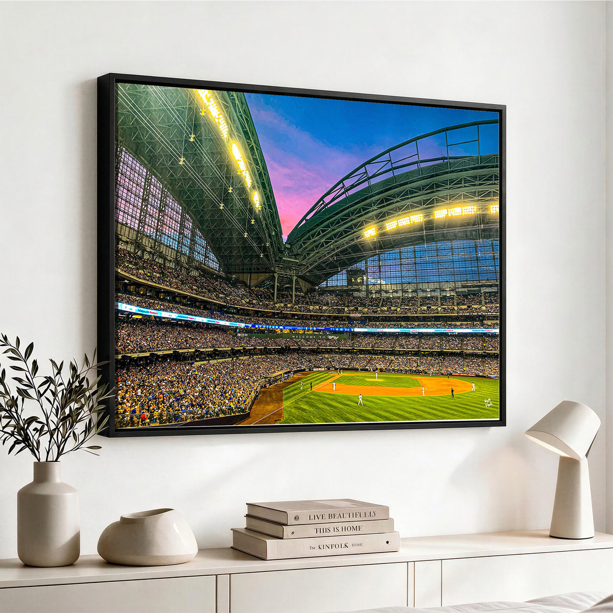 17006-MGV-CV-36X24 - Milwaukee Brewers Baseball Team Print Canvas, American Family Field Stadium Wall Art