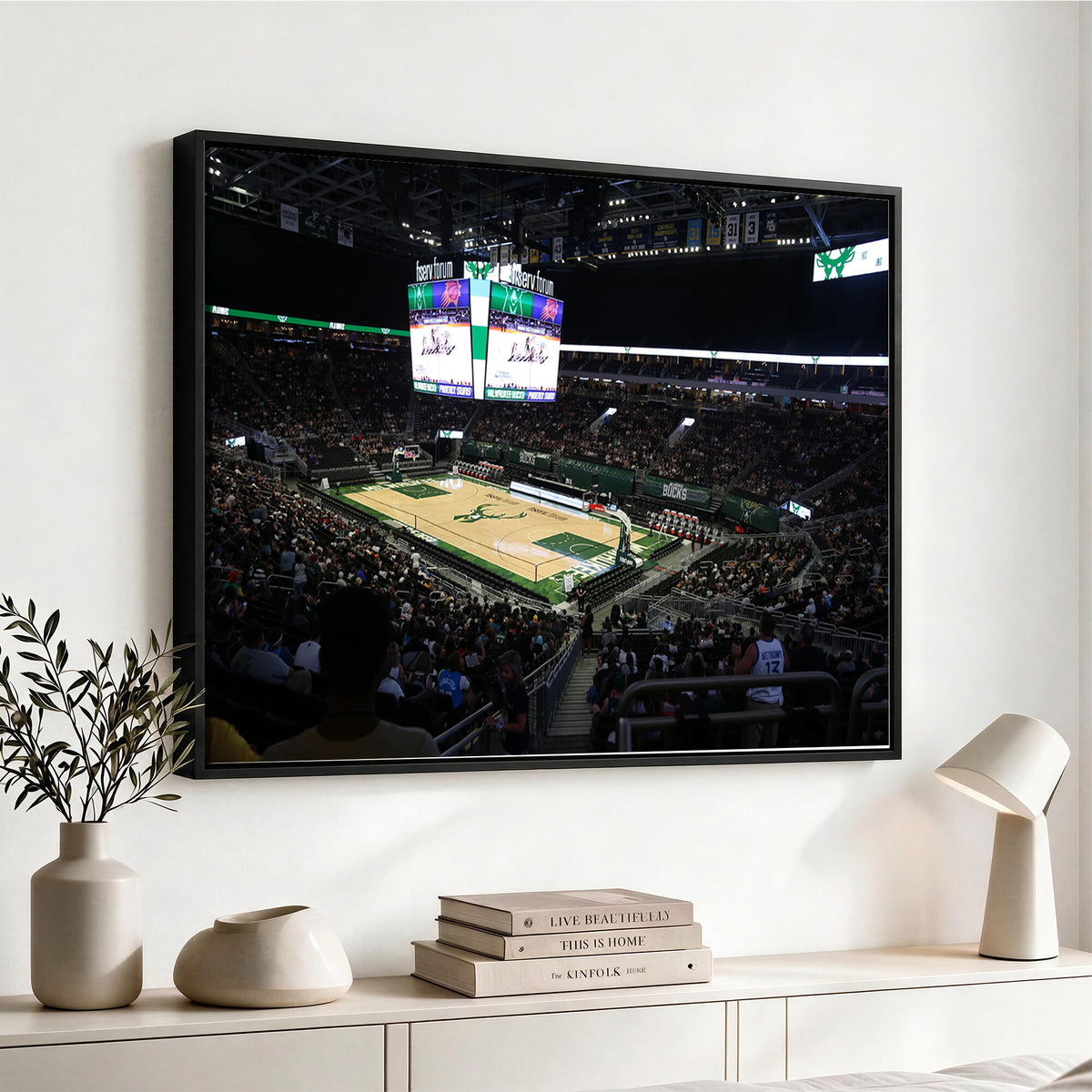 69882-MGV-CV-36X24 - Milwaukee Bucks Basketball Print, Fiserv Forum Stadium Wall Art