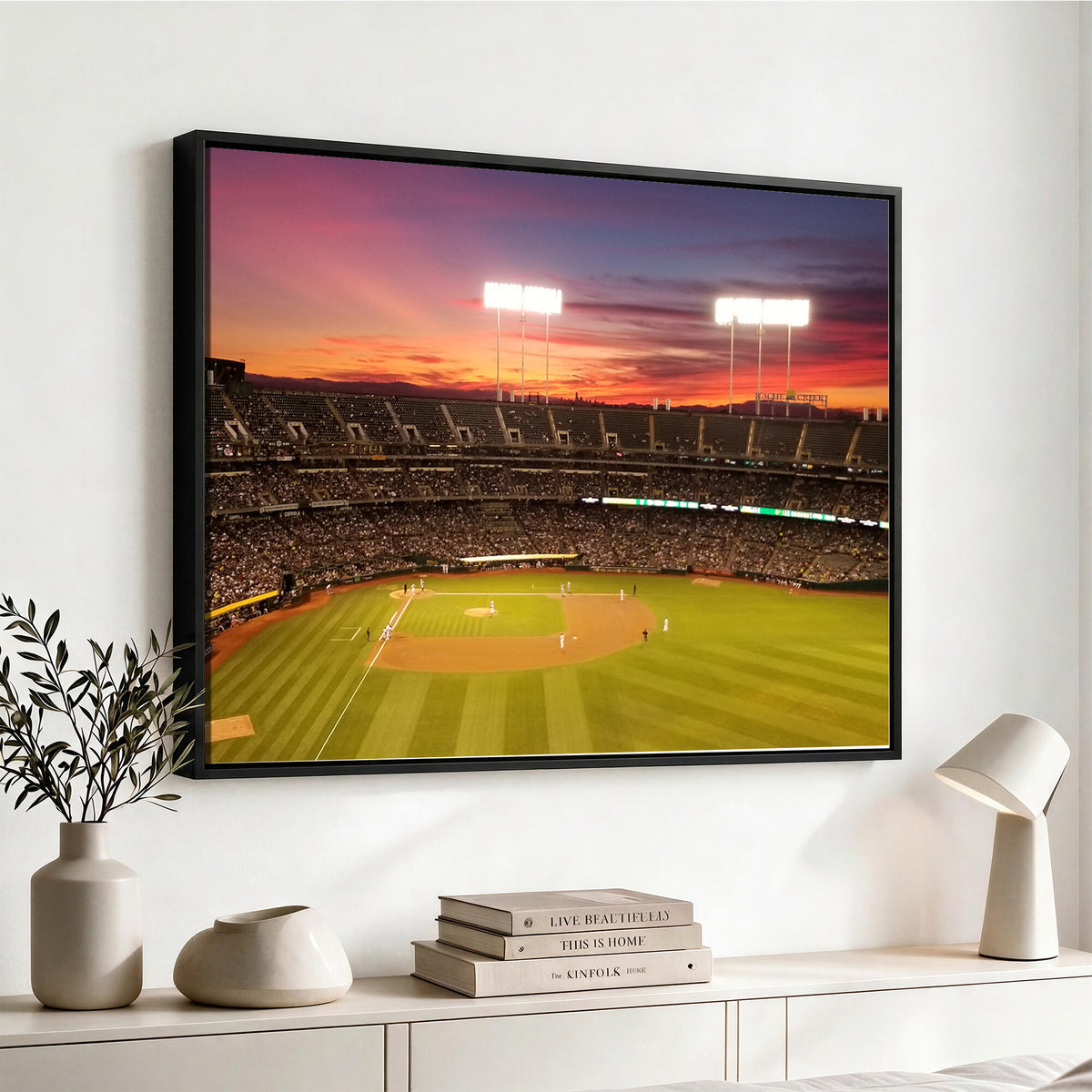 73718-MGV-CV-36X24 - Oakland Athletics Baseball Team Print, Oakland Coliseum
