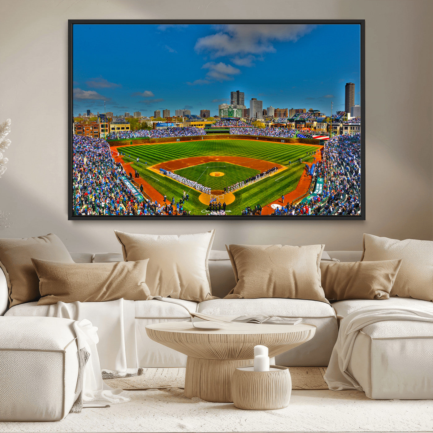 MGV-FC-36X24 - Wrigley Field Chicago Cubs Canvas Wall Art - Iconic Baseball Stadium Print for Sports Lovers - Ready