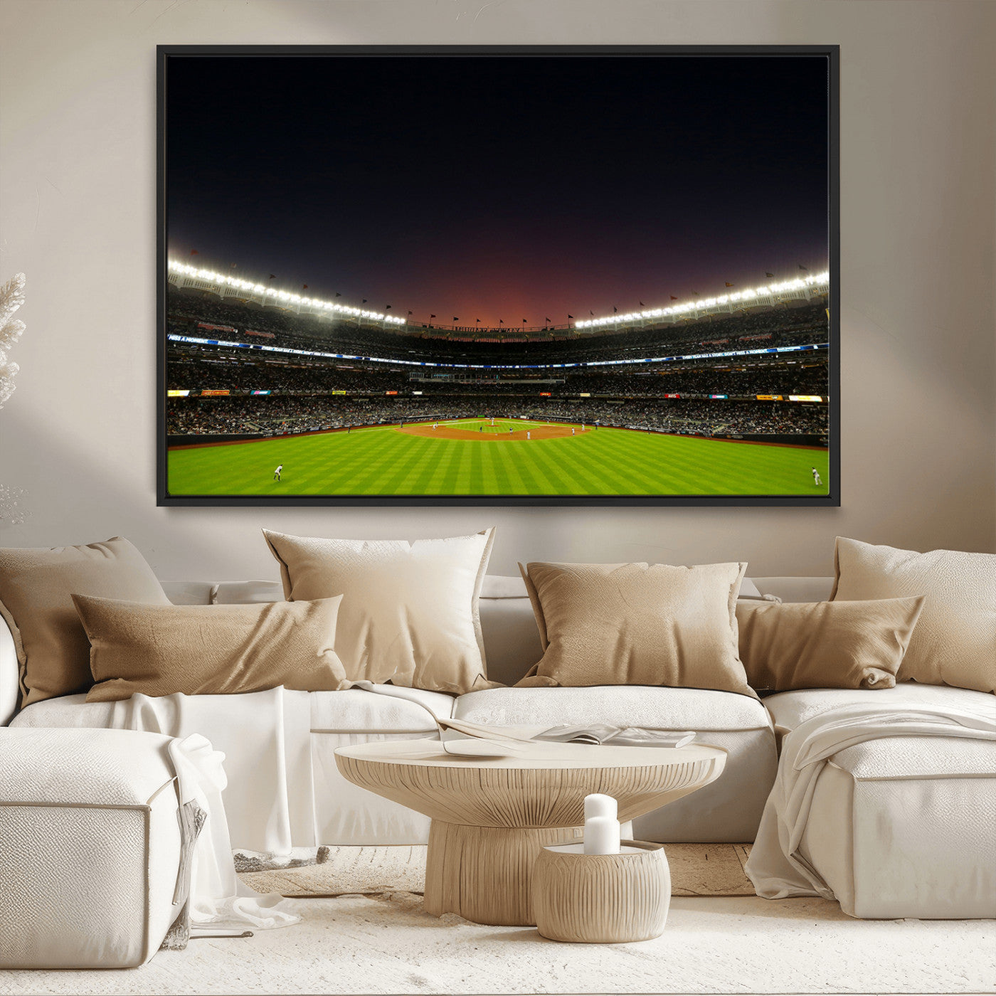 MGV-FC-36X24 - Yankee Stadium Night Game Triple Canvas, Yankee Stadium Canvas Wall Art - New York Yankees MLB Match
