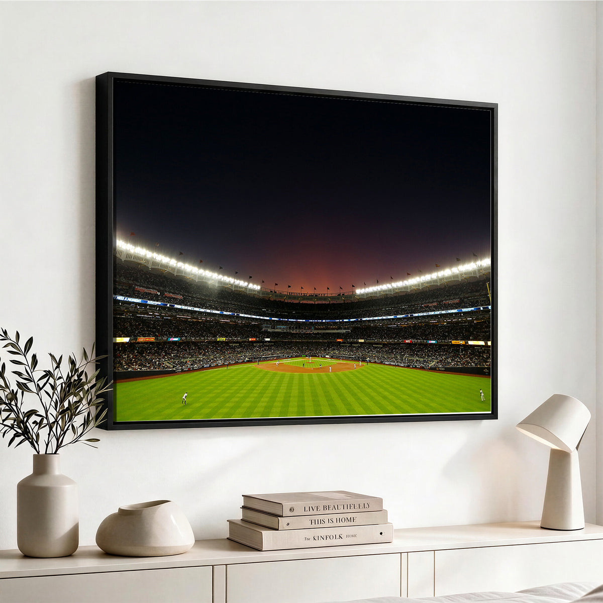 59138-MGV-CV-36X24 - Yankee Stadium Night Game Triple Canvas, New York Yankees Stadium Wall Art