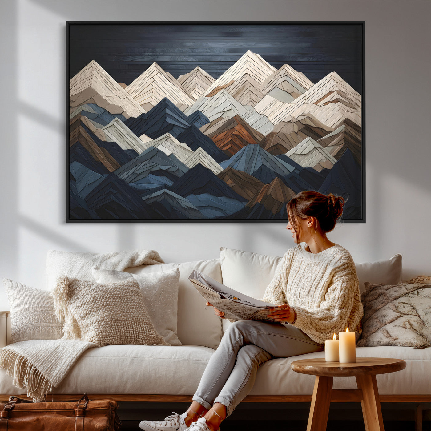 12896-MGV-CV-36X24 - Wood Mountain Wall Art | Mountain Canvas Print Wood Decor | Ready to Hang for Cabin Decor