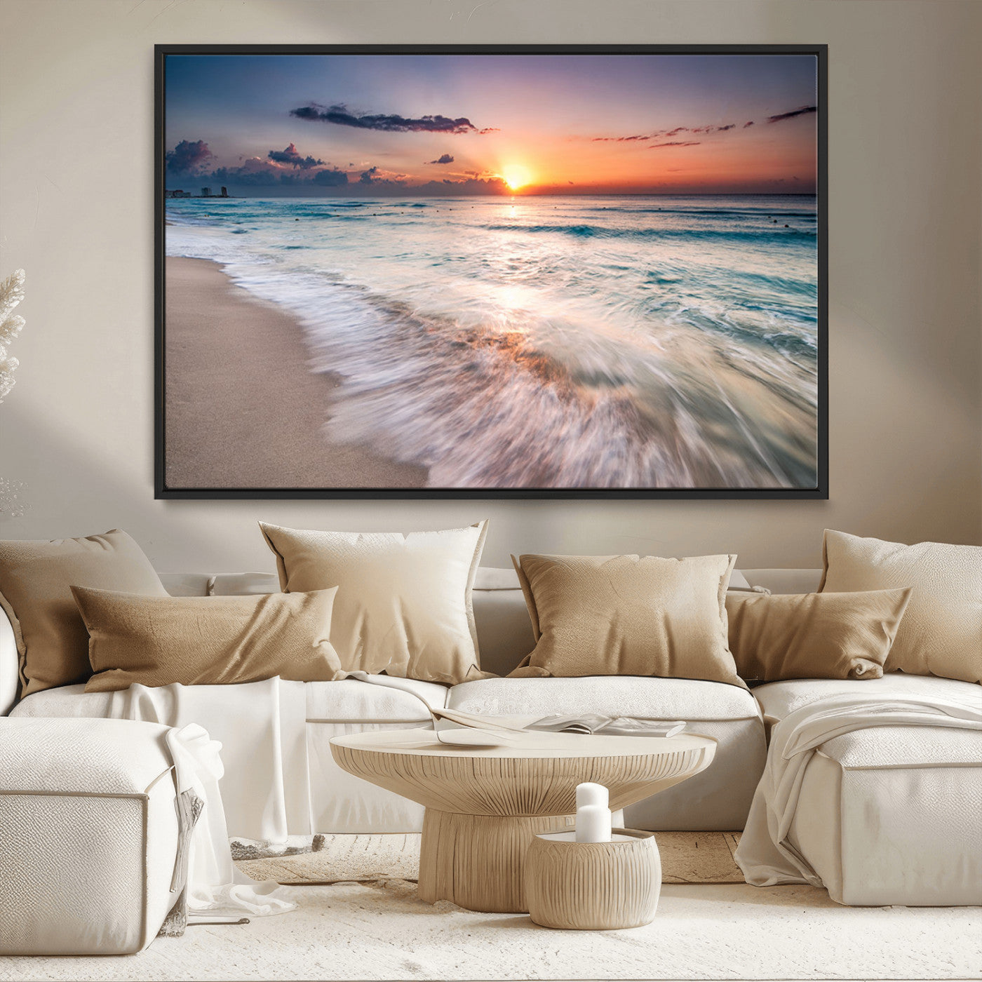 MGV-FC-36X24 - Sunset Beach Wall Art – Soothing Coastal Landscape, Ready to Hang for Tranquil Home Decor