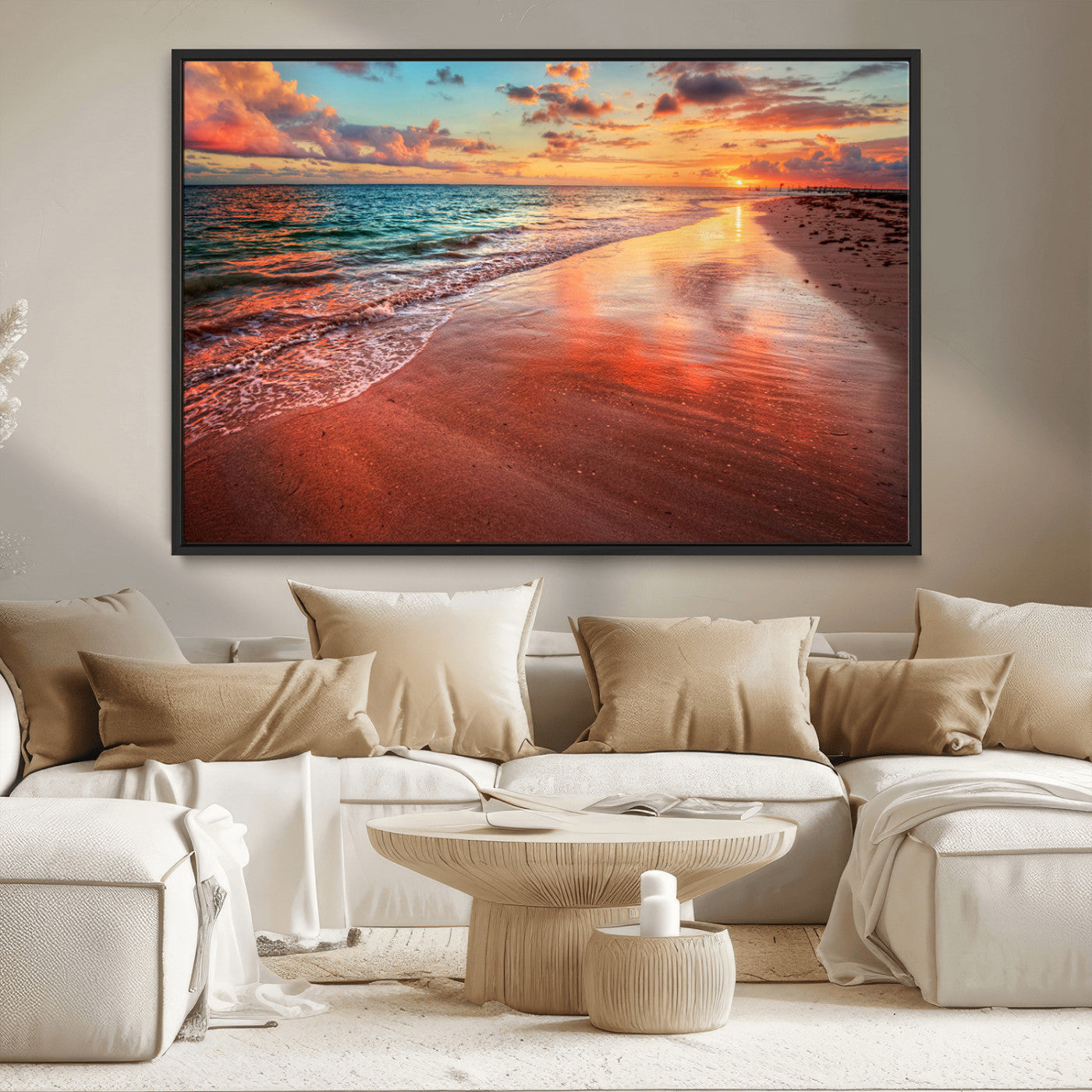 MGV-FC-36X24 - Sunset Beach Wall Art | Ocean Canvas Print | Coastal Wall Art | Tranquil Sunset Canvas Print