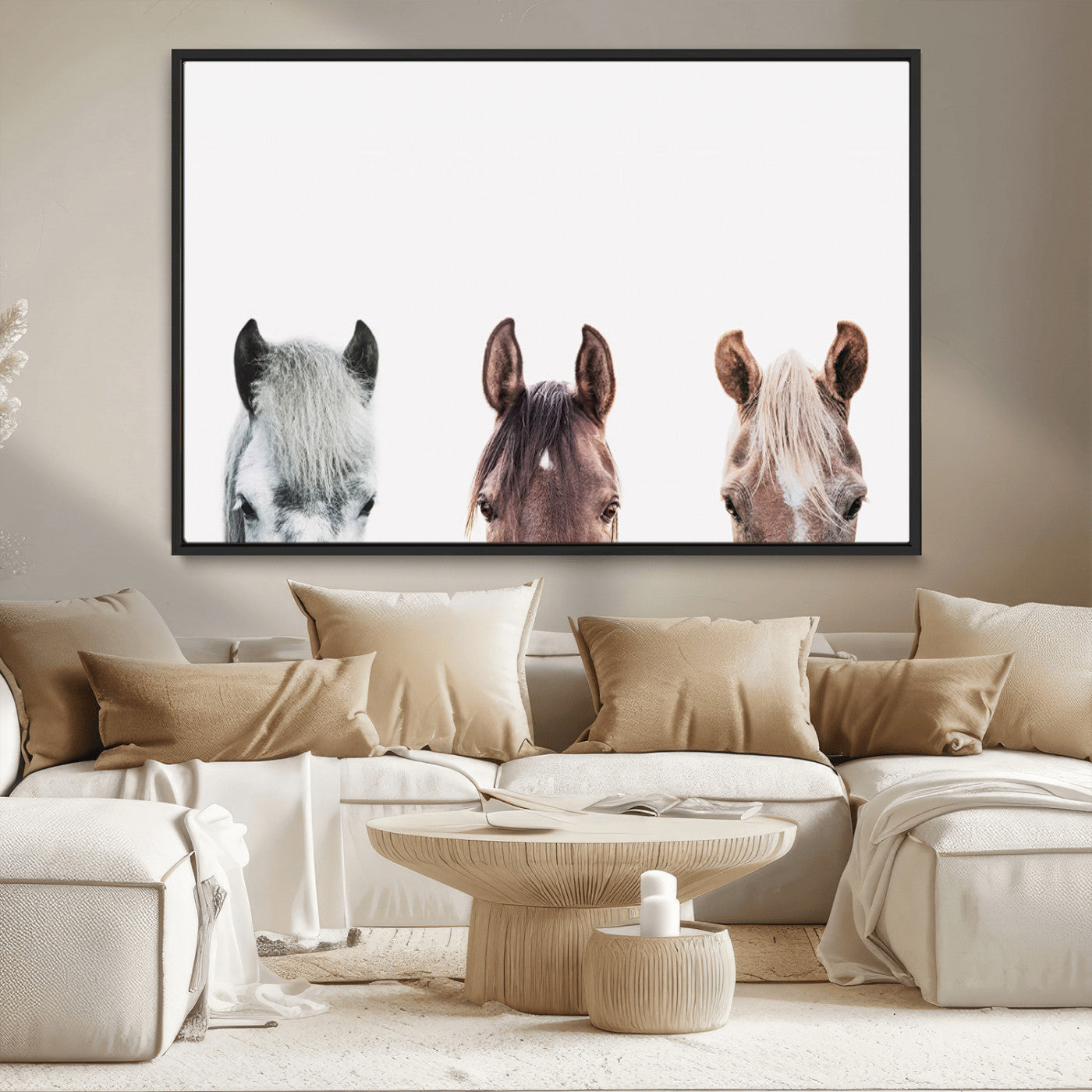 MGV-FC-36X24 - Horse Wall Art - Minimalist Horse Triptych Wall Art – Modern 3-Panel Giclée Canvas Featuring Horse