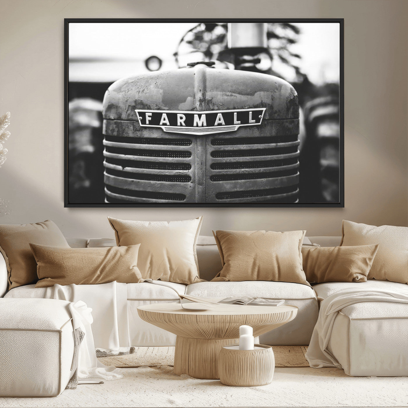 MGV-FC-36X24 - Vintage Farmall Tractor Wall Art Canvas Print, Rustic Farmhouse Decor Ready to Hang