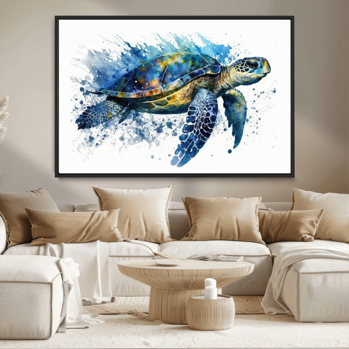 MGV-FC-36X24 - Watercolor Turtle Wall Art Canvas Print for Decoration