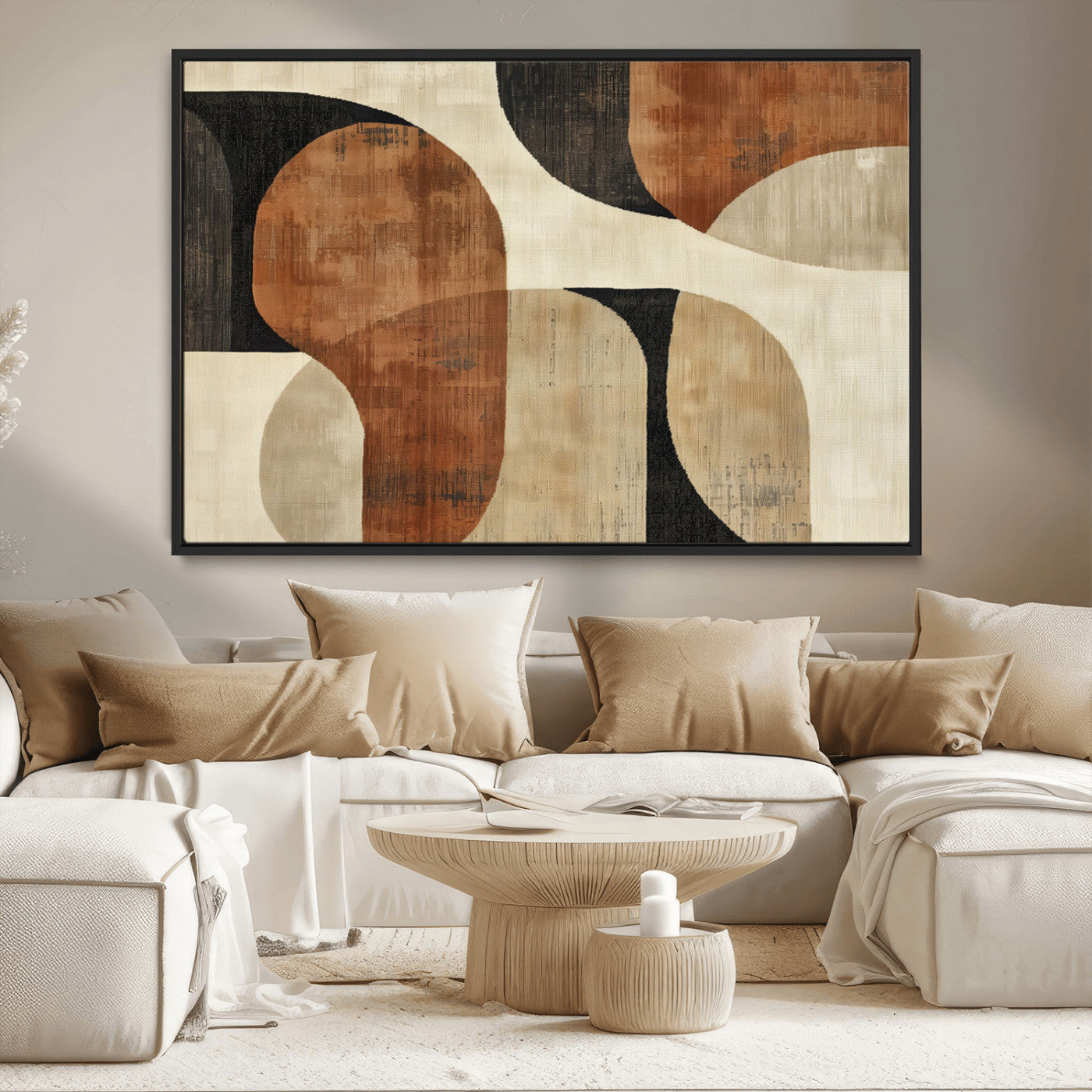MGV-FC-36X24 - Wabi Sabi Abstract Wall Art Canvas Print | Large Minimalist Modern Geometric Wall Decor for Living