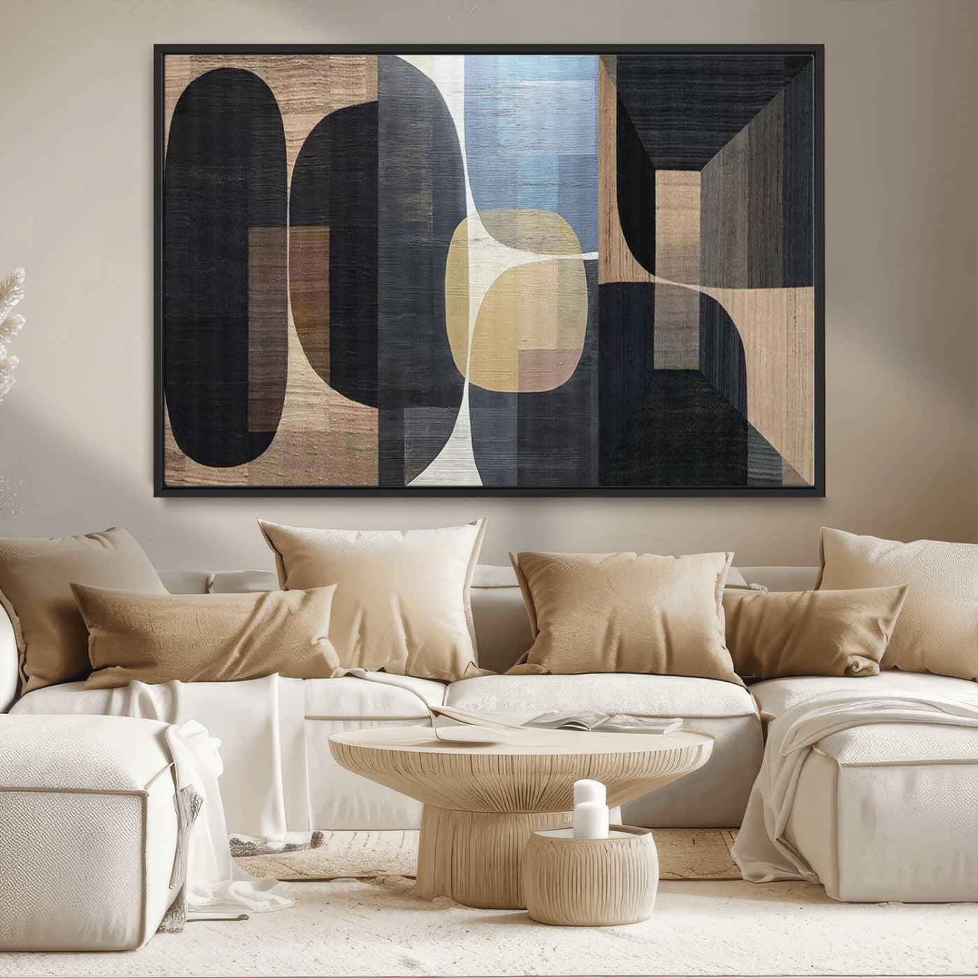MGV-FC-36X24 - Minimalist Wabi Sabi Abstract Geometric Wall Art Canvas Print – Modern Minimalist Shapes – Ready to