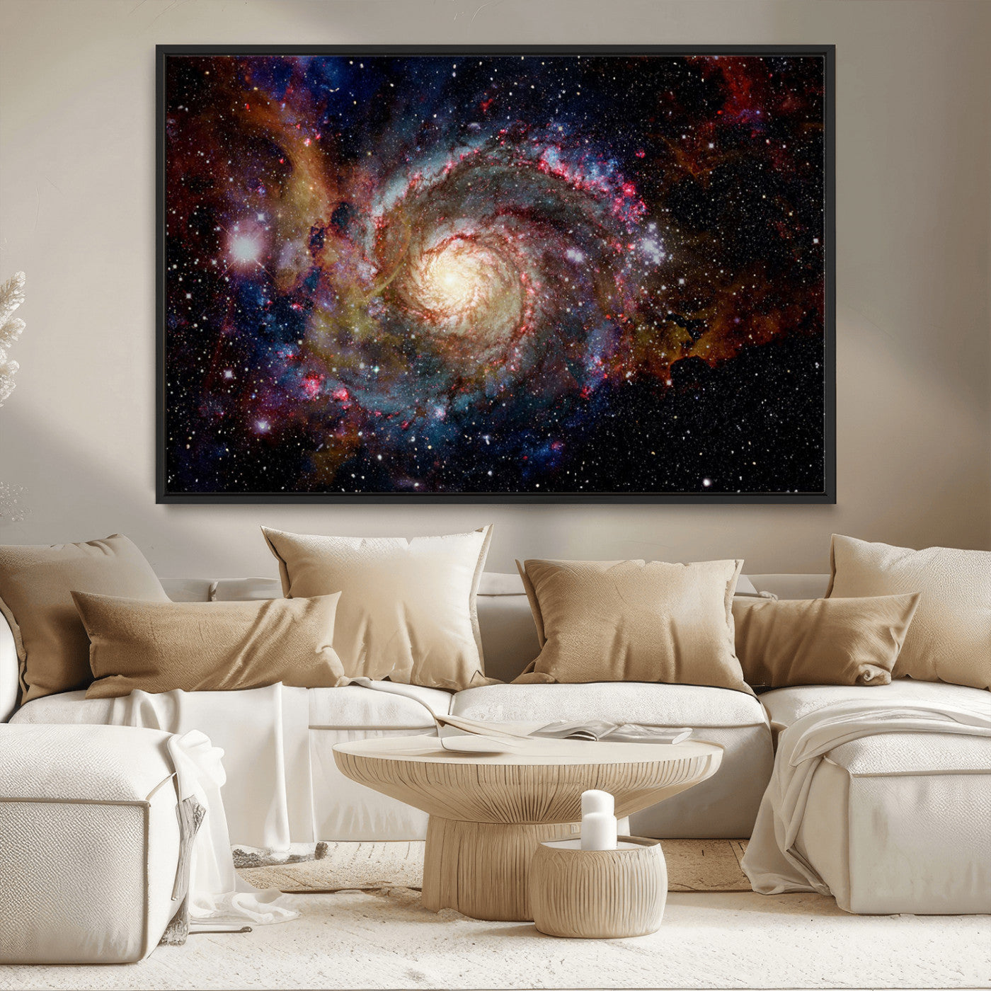 MGV-FC-36X24 - Nebula and Galaxies in Space Wall Art Canvas Print, Spiral Galaxy Wall Art Canvas Print