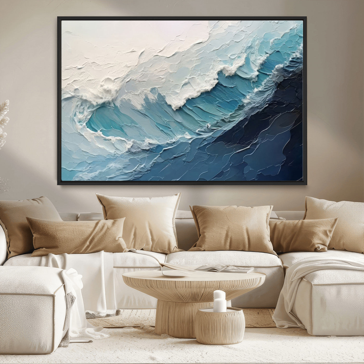 MGV-FC-36X24 - Ocean Wave Canvas Wall Art Print - Coastal Wall Decor for Living Room - Large Ocean Wave Wall Art