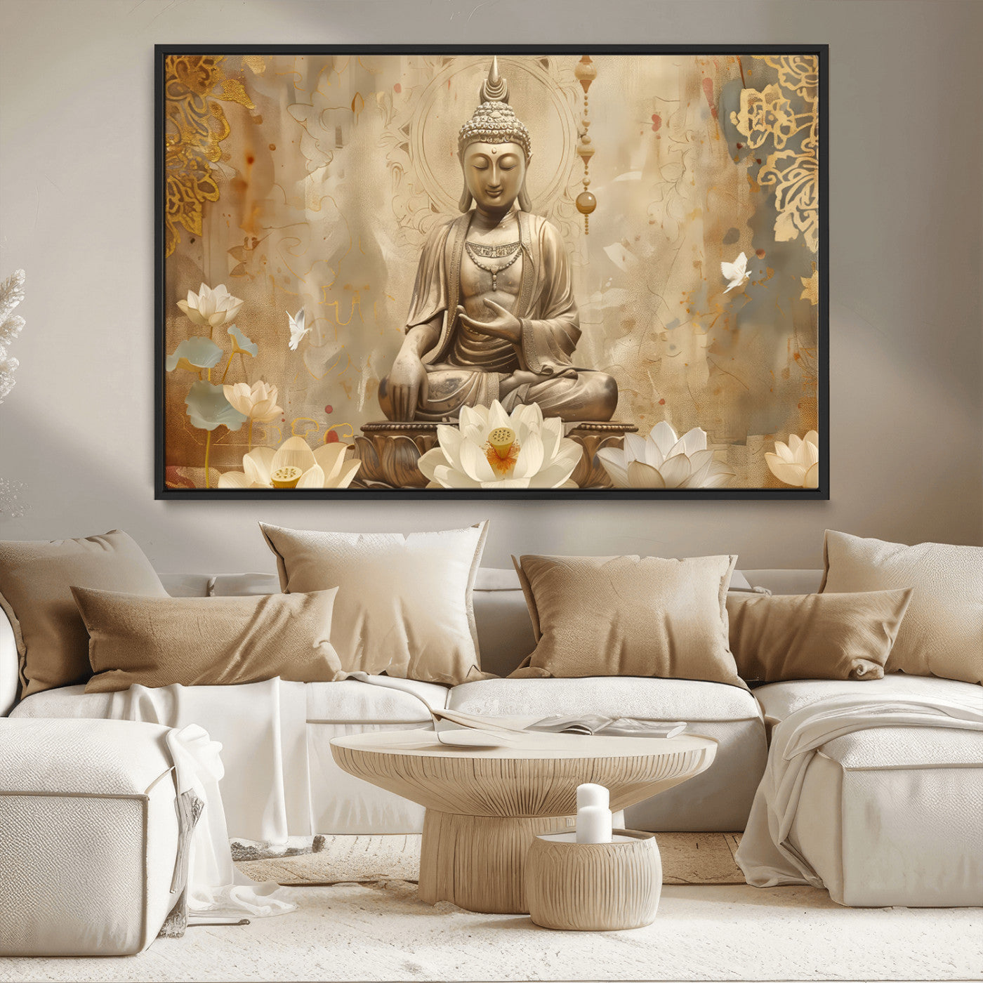 MGV-FC-36X24 - Buddha Wall Art Canvas Print, Buddha Meditation Room Decor, Yoga Room Wall Decor