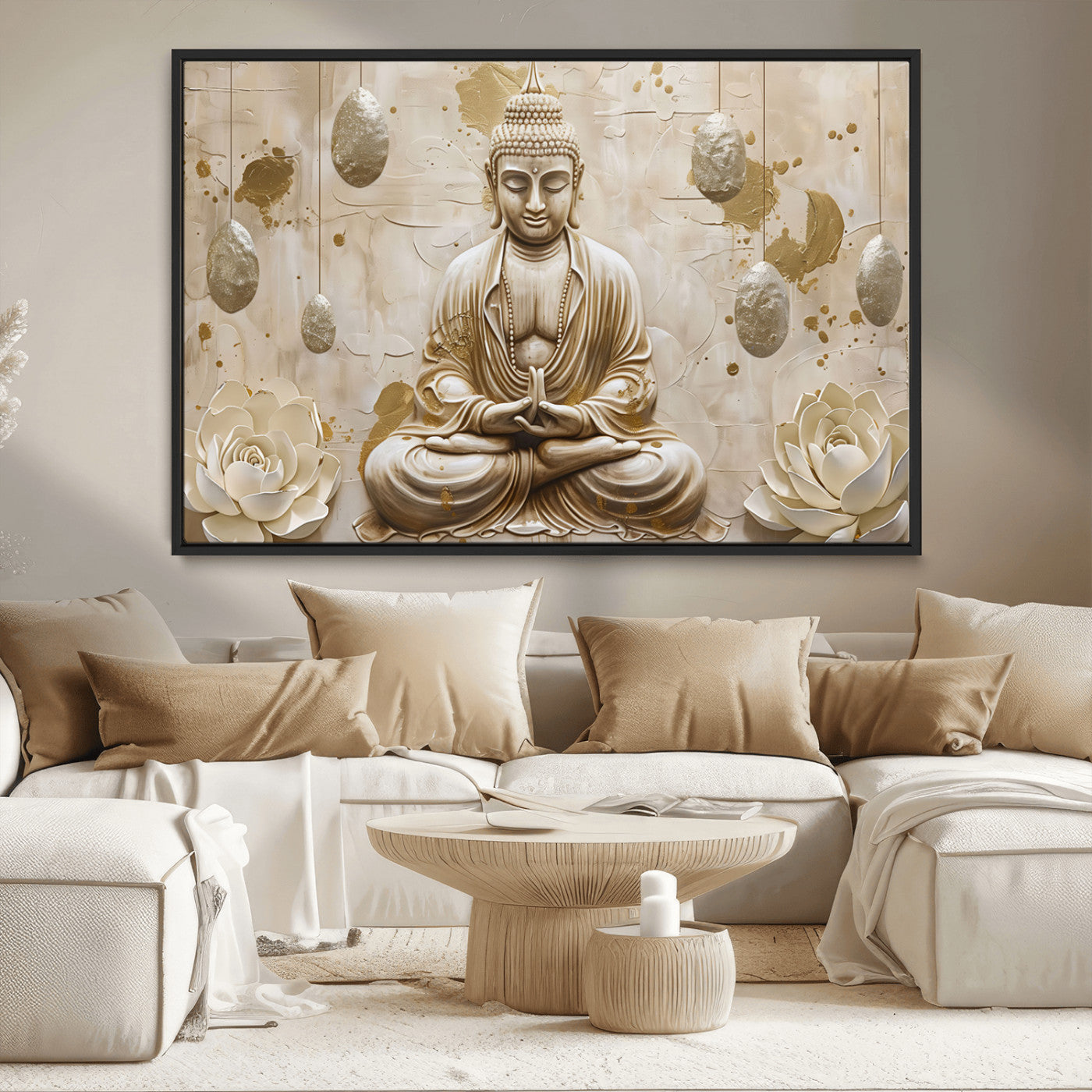 MGV-FC-36X24 - Serene Buddha Wall Art | Yoga Room Decor and Meditation Wall Art Print | Framed and Ready to Hang