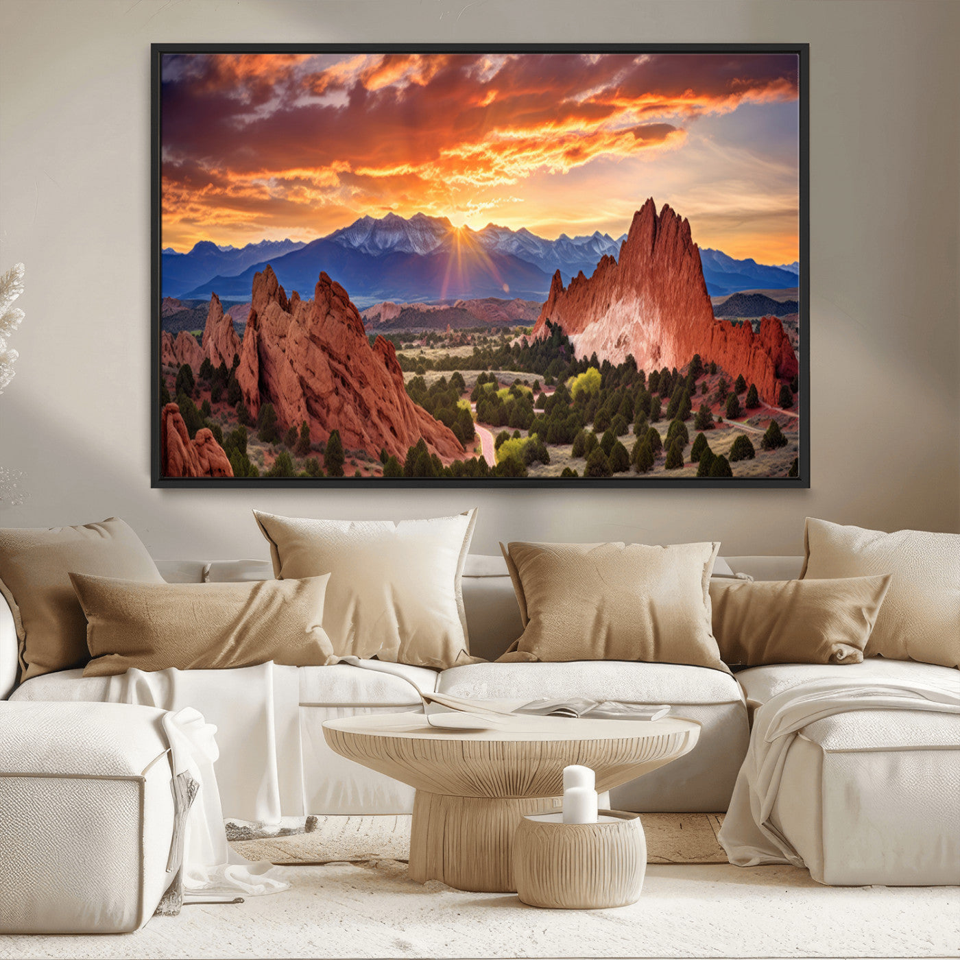 MGV-FC-36X24 - Rocky Mountains Sunset Wall Art Canvas Print – Ready to Hang, Framed Colorado Landscape