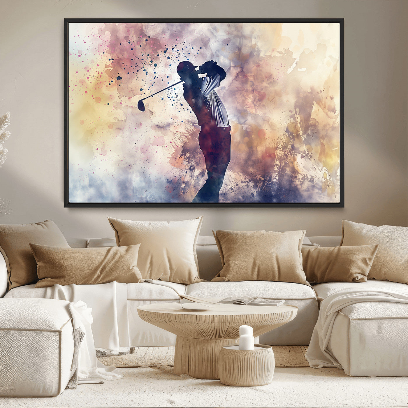 MGV-FC-36X24 - Abstract Watercolor Golf Player Wall Art Canvas Print