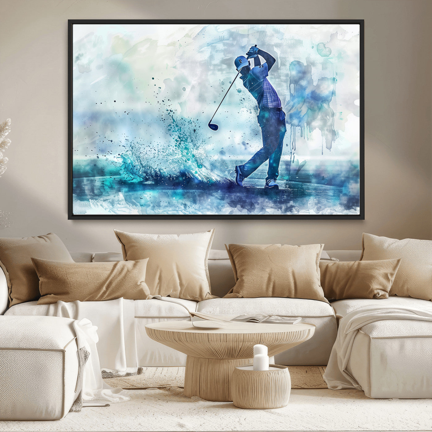 MGV-FC-36X24 - Golf Swing Wall Art Canvas Print - Sports-Inspired Watercolor Decor - Ready to Hang