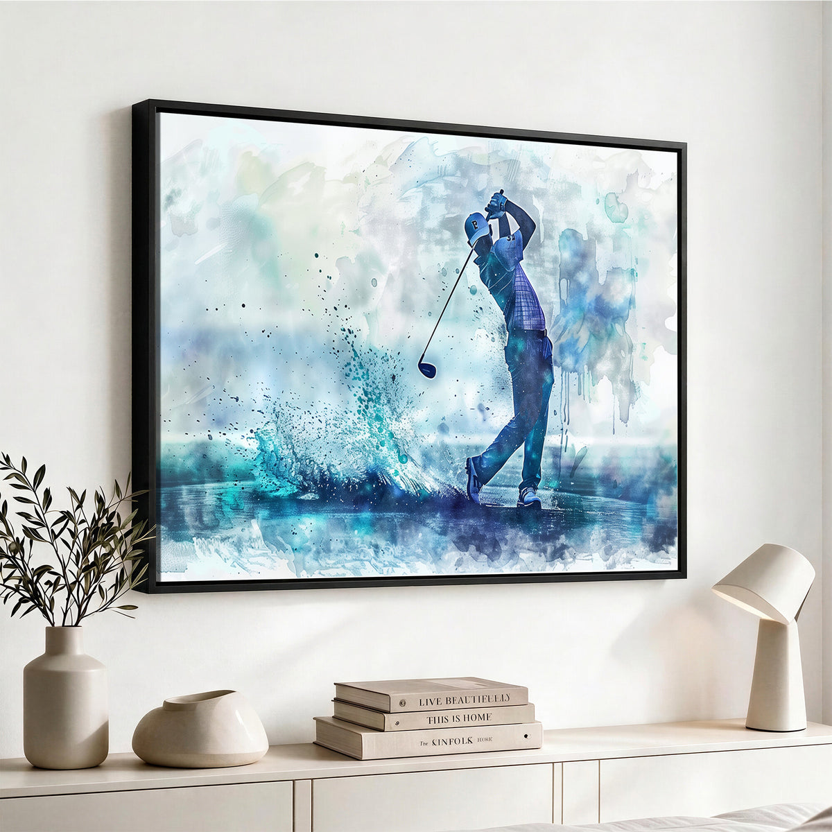45328-MGV-CV-36X24 - Watercolor Abstract Golf Swing Wall Art Canvas Print