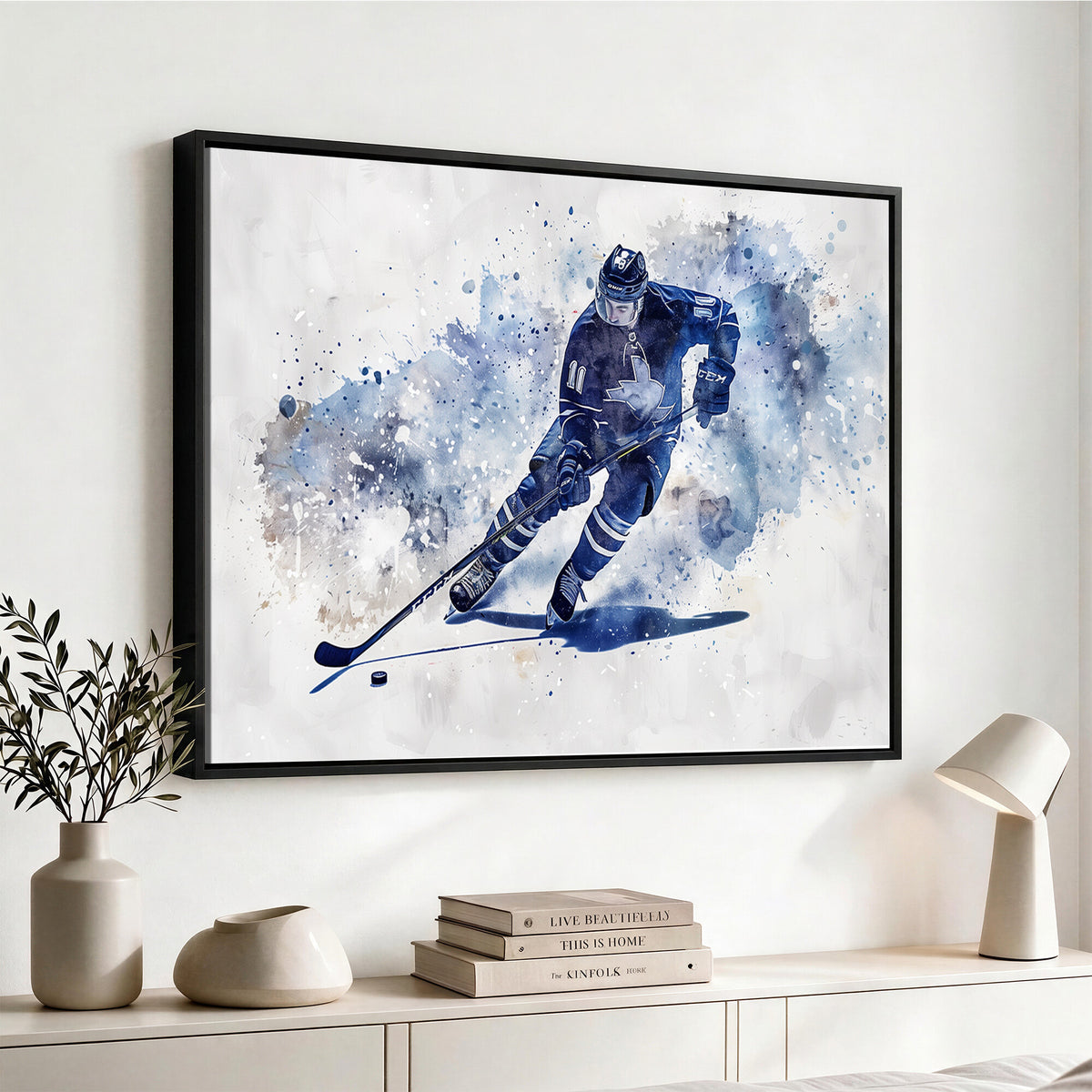 39795-MGV-CV-36X24 - Hockey Player Wall Art Canvas Print