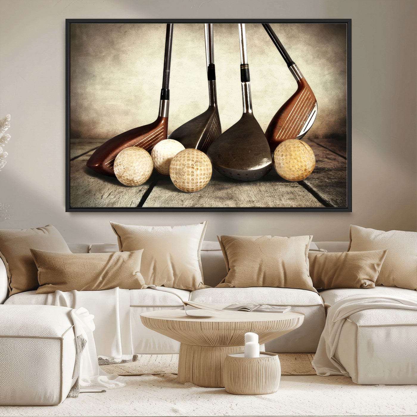 MGV-FC-36X24 - Vintage Golf Ball Art | Golf Decor for Man Cave or Office | Ready to Hang and Framed