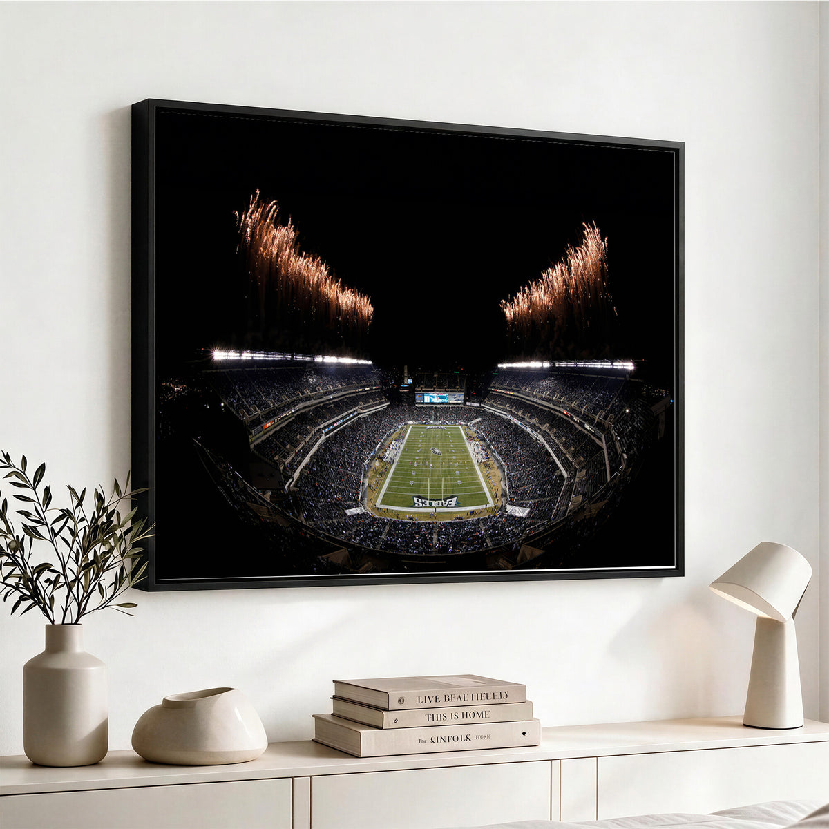 89680-MGV-CV-36X24 - Eagles Field Stadium Wall Art, Philadelphia Eagles Football, Framed and Ready to Hang