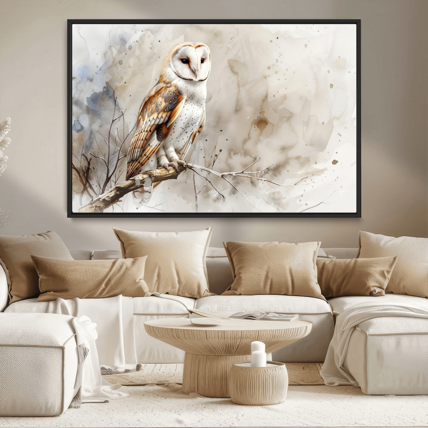 MGV-FC-36X24 - Barn Owl Wall Art | Watercolor Canvas Print | Perfect for Farmhouse Wall Decor | Ready to Hang