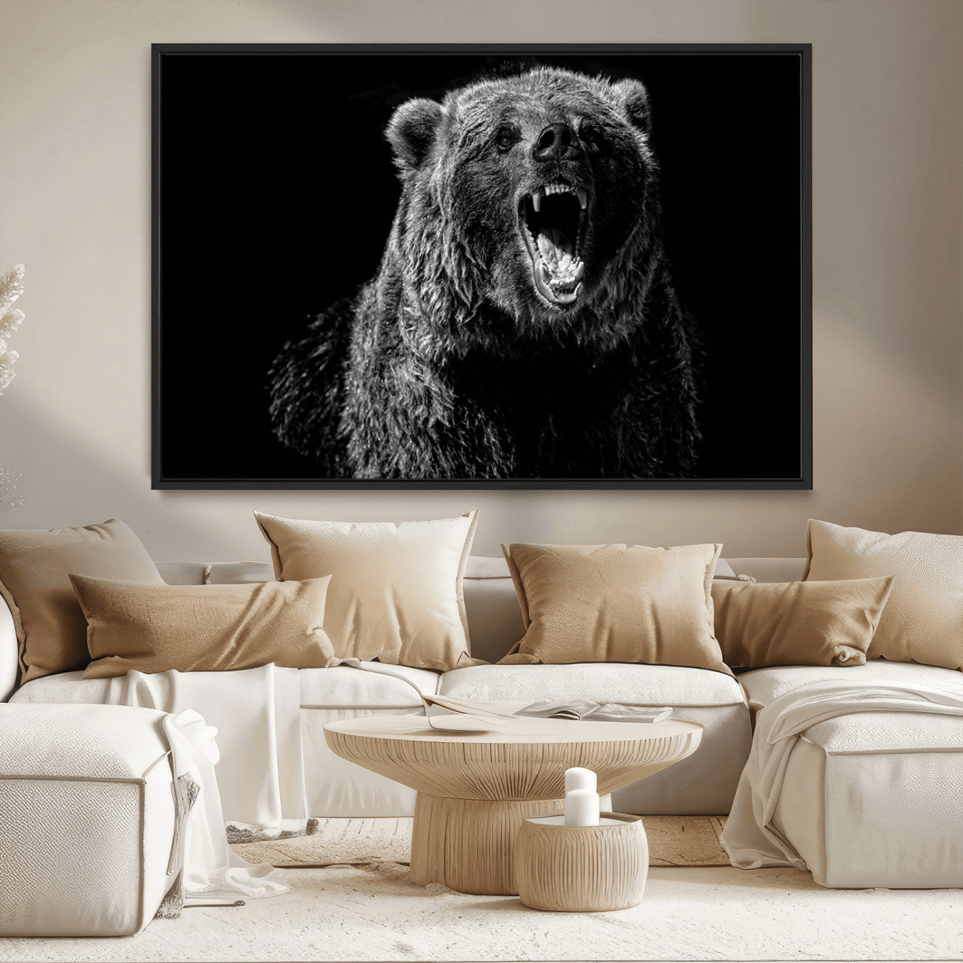MGV-FC-36X24 - Bear Canvas Print | Wildlife Wall Art for Cabin Decor | Ready to Hang Framed