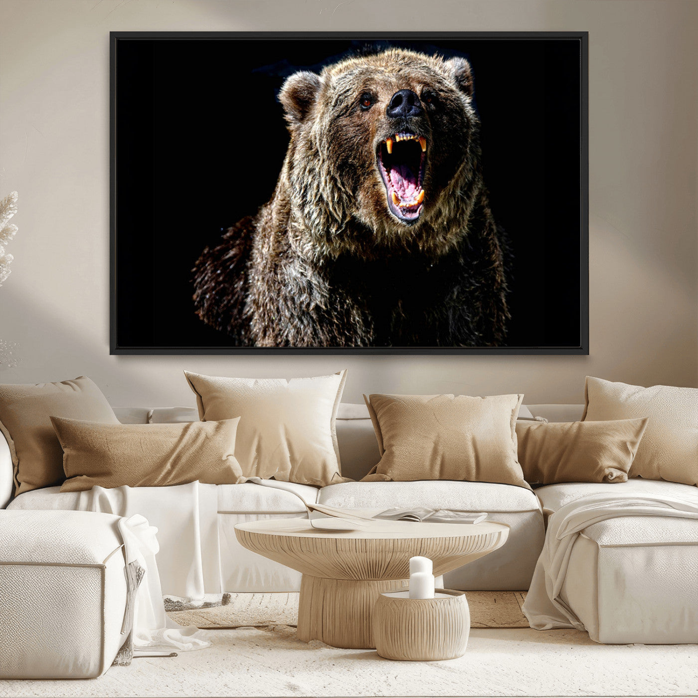 MGV-FC-36X24 - Grizzly Bear Canvas Print | Wildlife Wall Art for Cabin Decor | Ready to Hang Framed