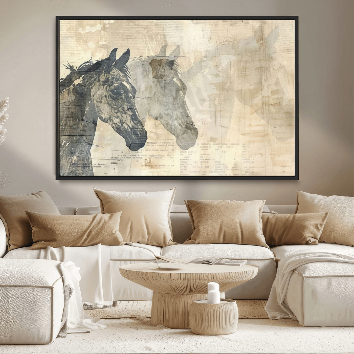 MGV-FC-36X24 - Abstract Horse Canvas Print | Modern Farmhouse Wall Art | Ready to Hang Framed