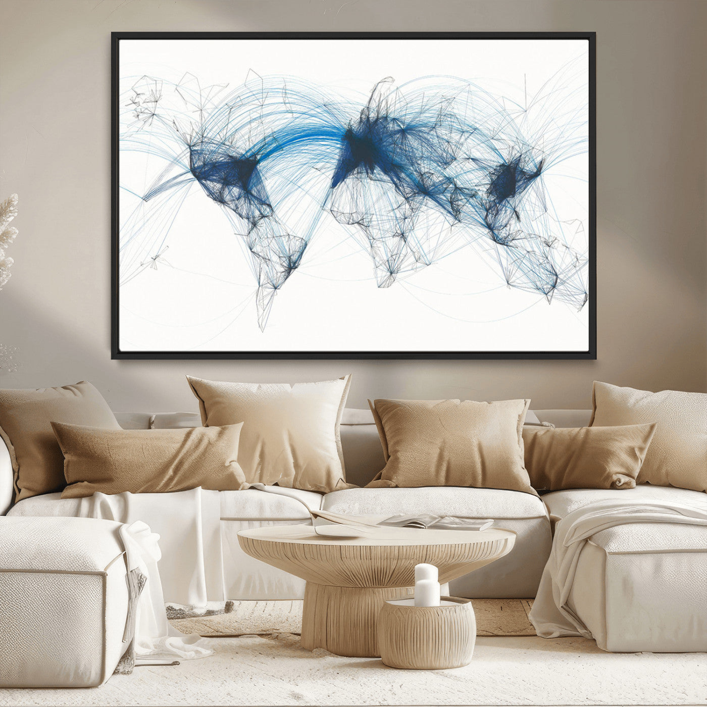 MGV-FC-36X24 - Push Pin World Map Canvas Print – Framed Wall Art for Couples to Track Their Travels – Anniversary