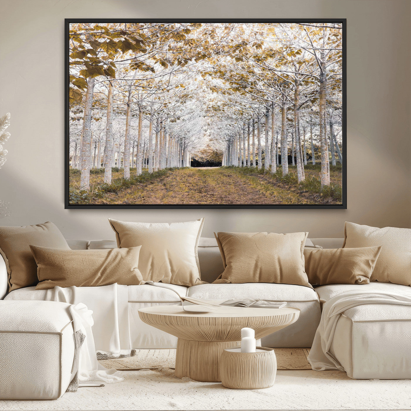 MGV-FC-36X24 - Forest Grove Wall Art | Serene Pathway Canvas Print | Ready to Hang and Framed Nature Wall Decor for