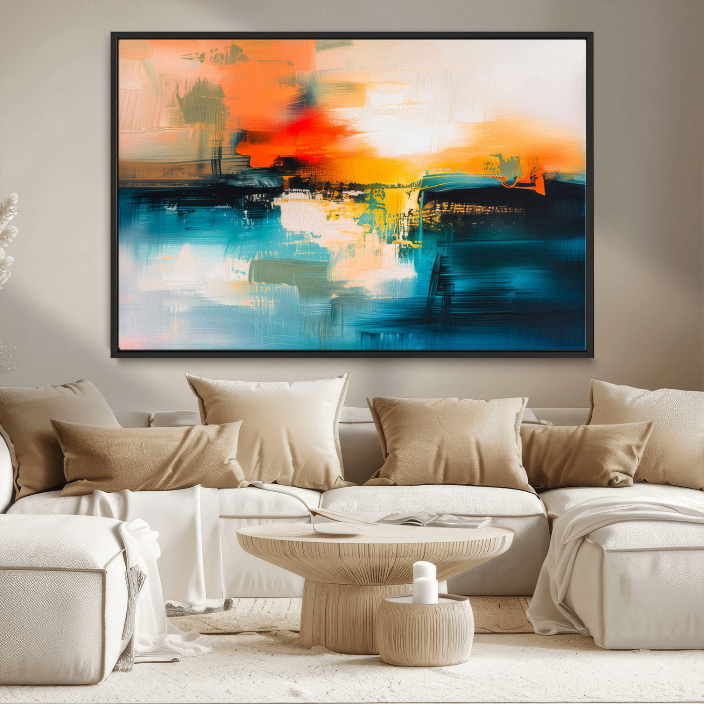 MGV-FC-36X24 - Colorful Abstract Wall Art | Bold Modern Canvas Print | Ready to Hang and Framed for Living Room or